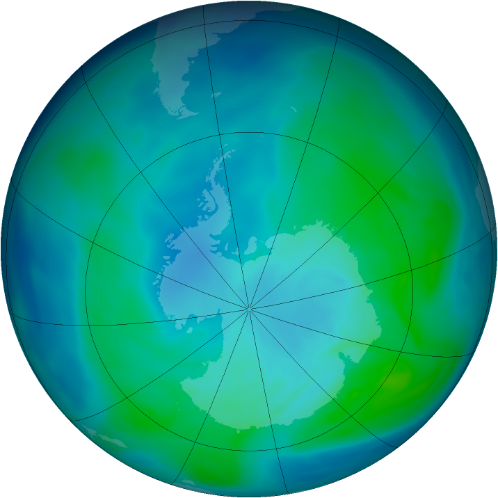 Antarctic ozone map for 26 January 2007